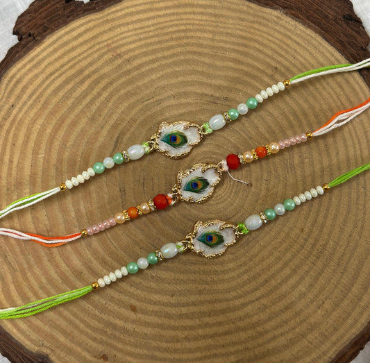 Morpankh Pendant Rakhi (set of 3)
