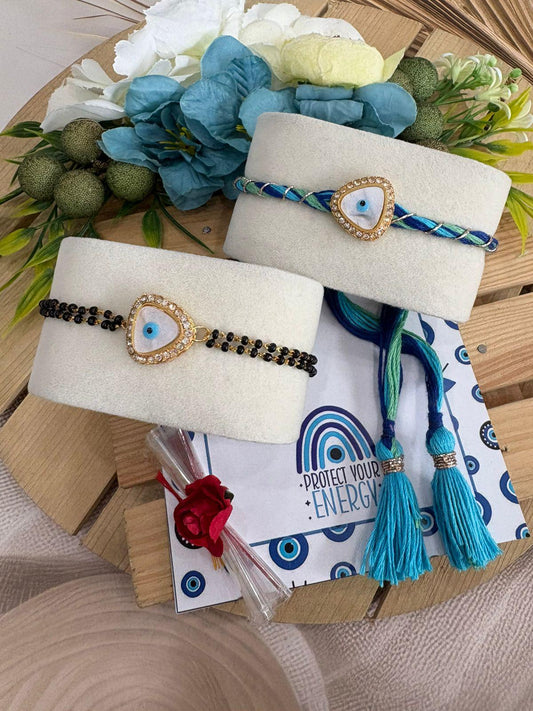 Evil Eye Rakhi & Bracelet Set
