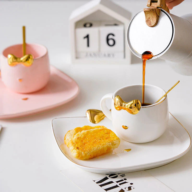 Kitty Bow Mug & Plate Set