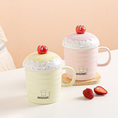 Cupcake Mug With Lid & Cherry Spoon