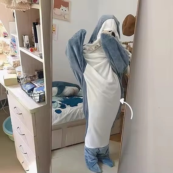 Shark Flannel Hoodie Blanket