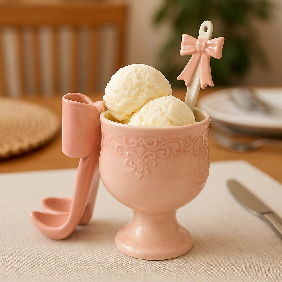 Cute Bow Cup With Spoon