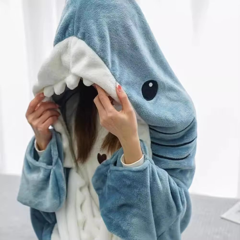 Shark Flannel Hoodie Blanket
