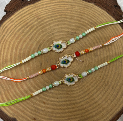 Morpankh Pendant Rakhi (set of 3)