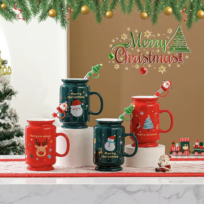 Christmas Tall Coffee Mug With Straw