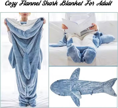 Shark Flannel Hoodie Blanket