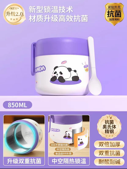 Insulated Panda Lunchbox cum food jar