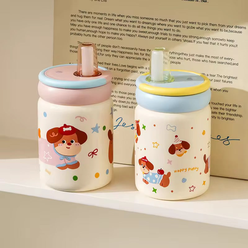 Kawaii Puppy & Bear Ceramic Cup