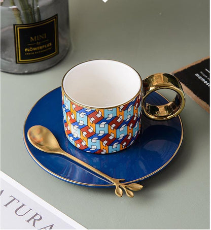 European Style Mug -  Saucer & spoon