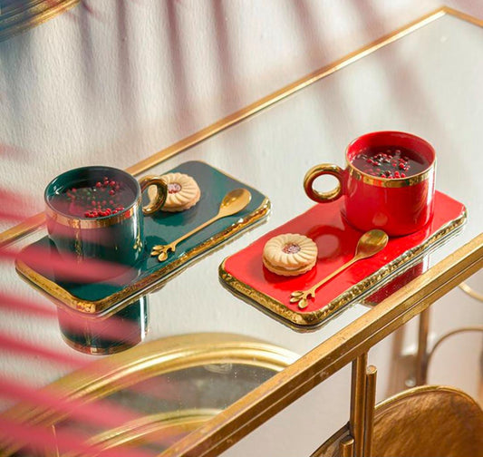 Classic Gold Bordered cup & Tray set