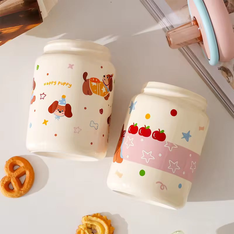 Kawaii Puppy & Bear Ceramic Cup