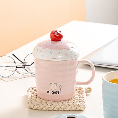Cupcake Mug With Lid & Cherry Spoon