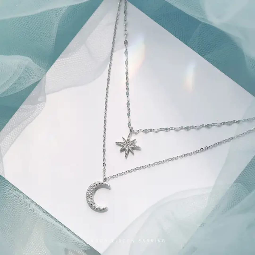 Star & Moon Dual Layered Necklace
