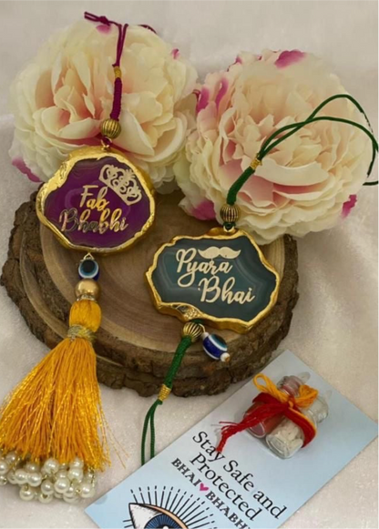 Agate Rakhi & Lumba Set
