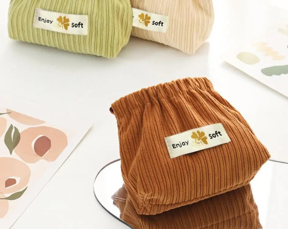 Corduroy Makeup Pouches