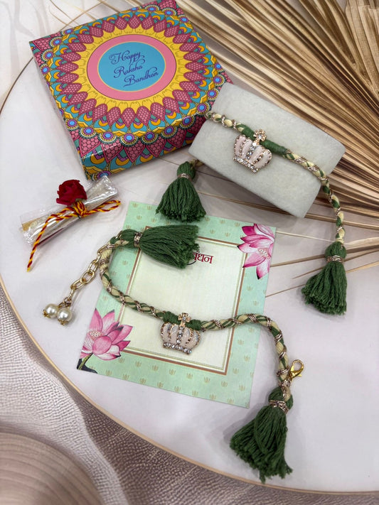 King - Queen Rakhi & Bracelet Lumba Set
