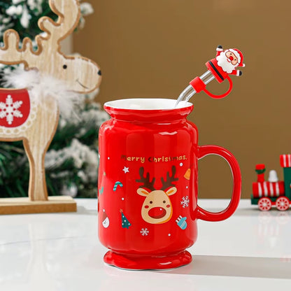 Christmas Tall Coffee Mug With Straw