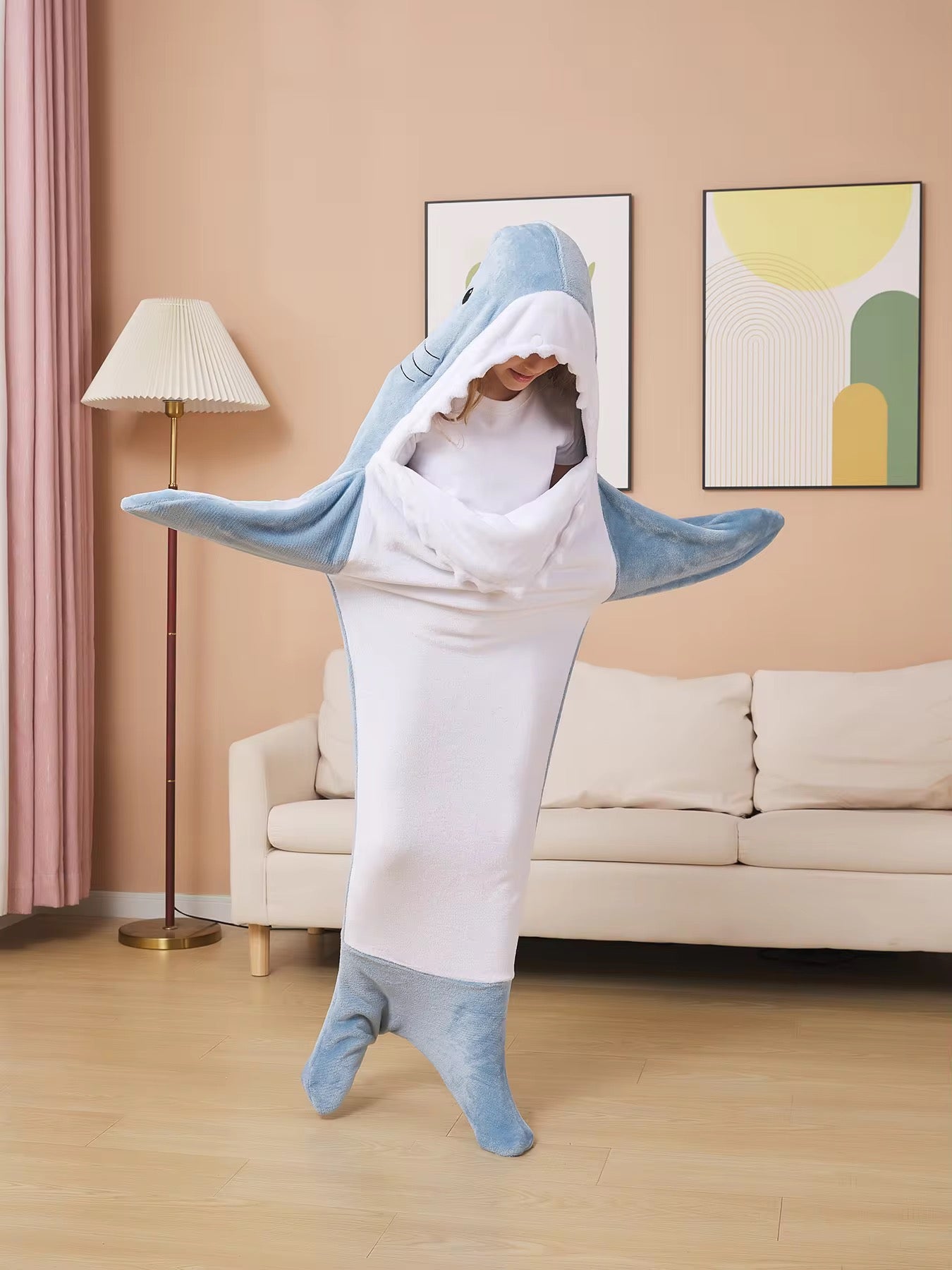 Shark Flannel Hoodie Blanket