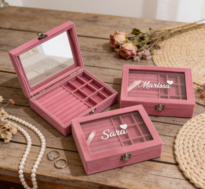 Personalised Velvet Jewellery Box (Free Shipping)