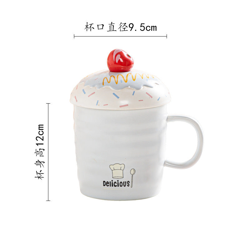 Cupcake Mug With Lid & Cherry Spoon
