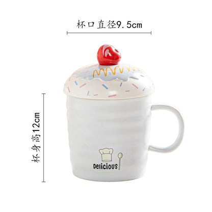 Cupcake Mug With Lid & Cherry Spoon