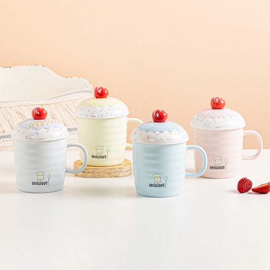 Cupcake Mug With Lid & Cherry Spoon