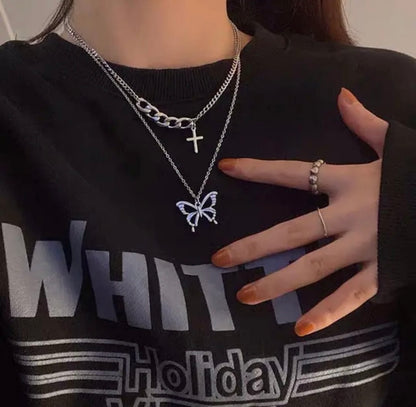 Dual Layered Butterfly Necklace
