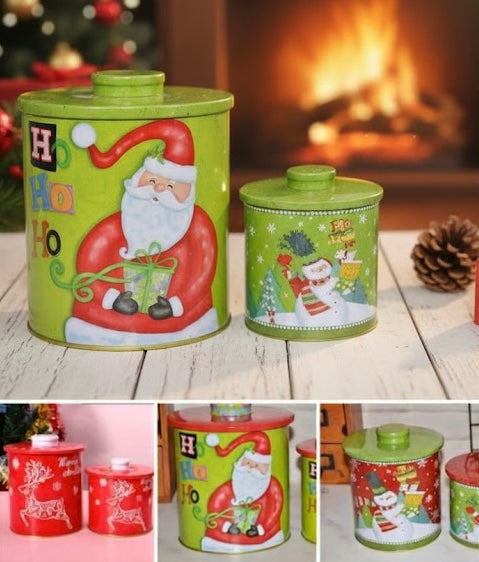 Christmas Cookie Tin Box (Set of 2)