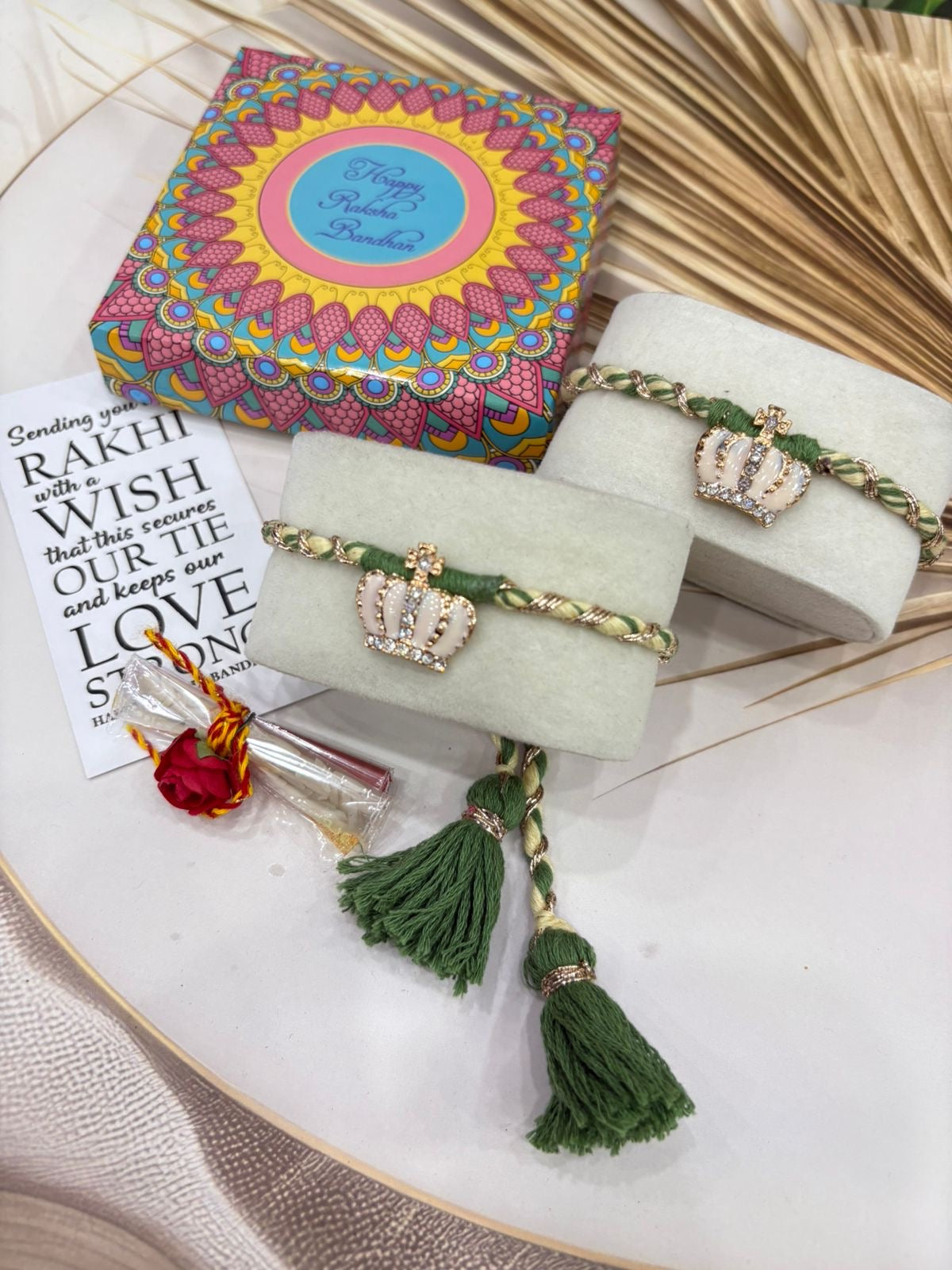 King - Queen Rakhi & Bracelet Lumba Set
