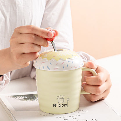 Cupcake Mug With Lid & Cherry Spoon