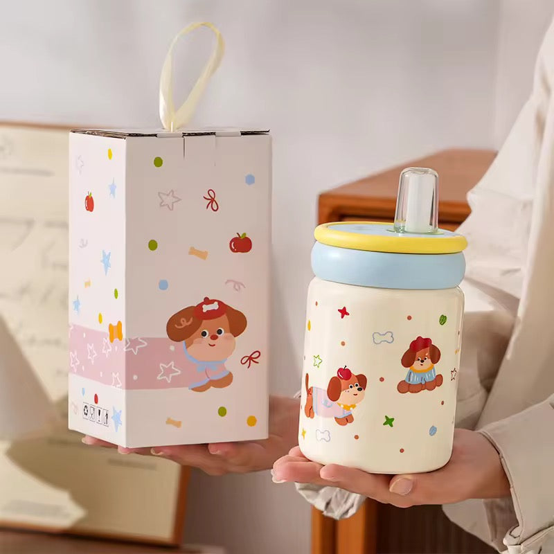 Kawaii Puppy & Bear Ceramic Cup