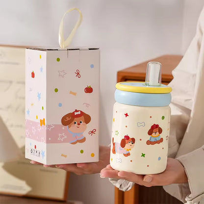 Kawaii Puppy & Bear Ceramic Cup
