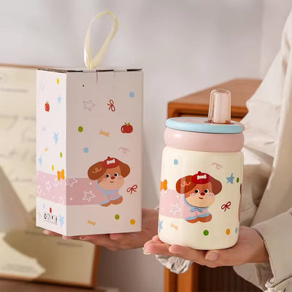 Kawaii Puppy & Bear Ceramic Cup