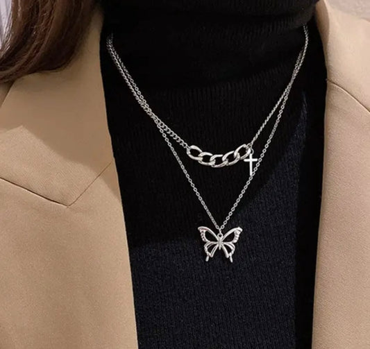Dual Layered Butterfly Necklace