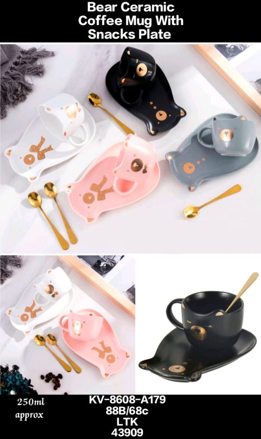 Kawaii Bear Snack Plate & Cup