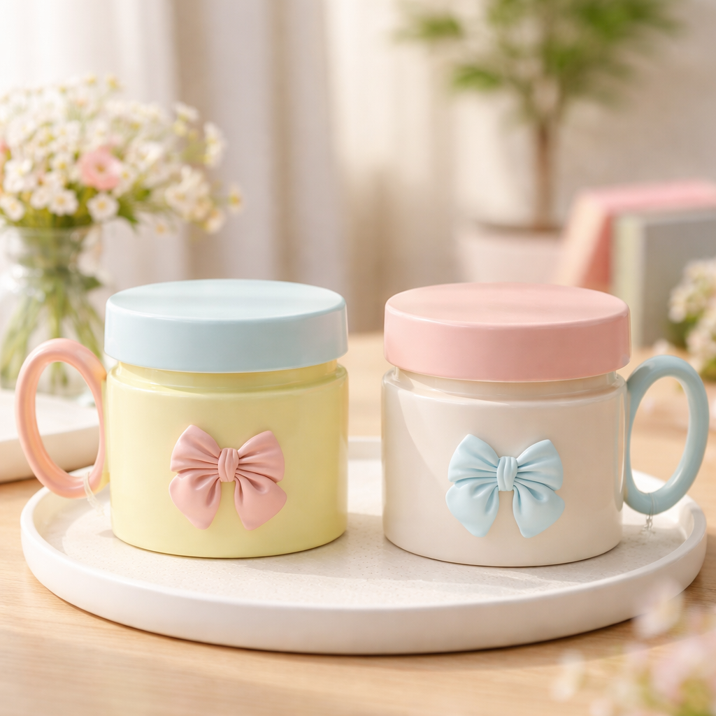 Pinteresty Pastel Bow Charm Mugs