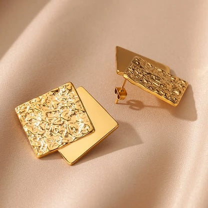 Dual Square Chunky Anti Tarnish Earrings