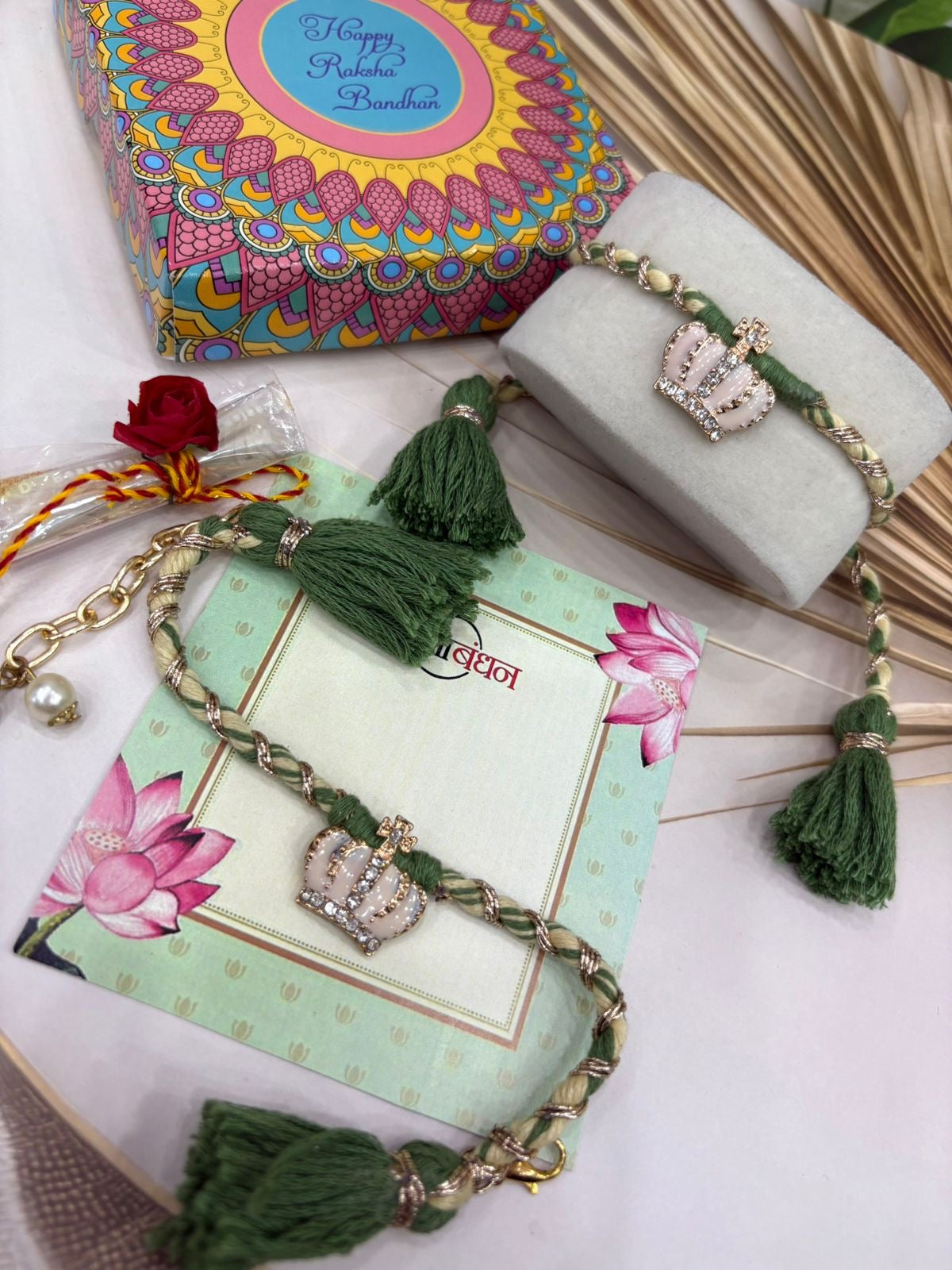 King - Queen Rakhi & Bracelet Lumba Set