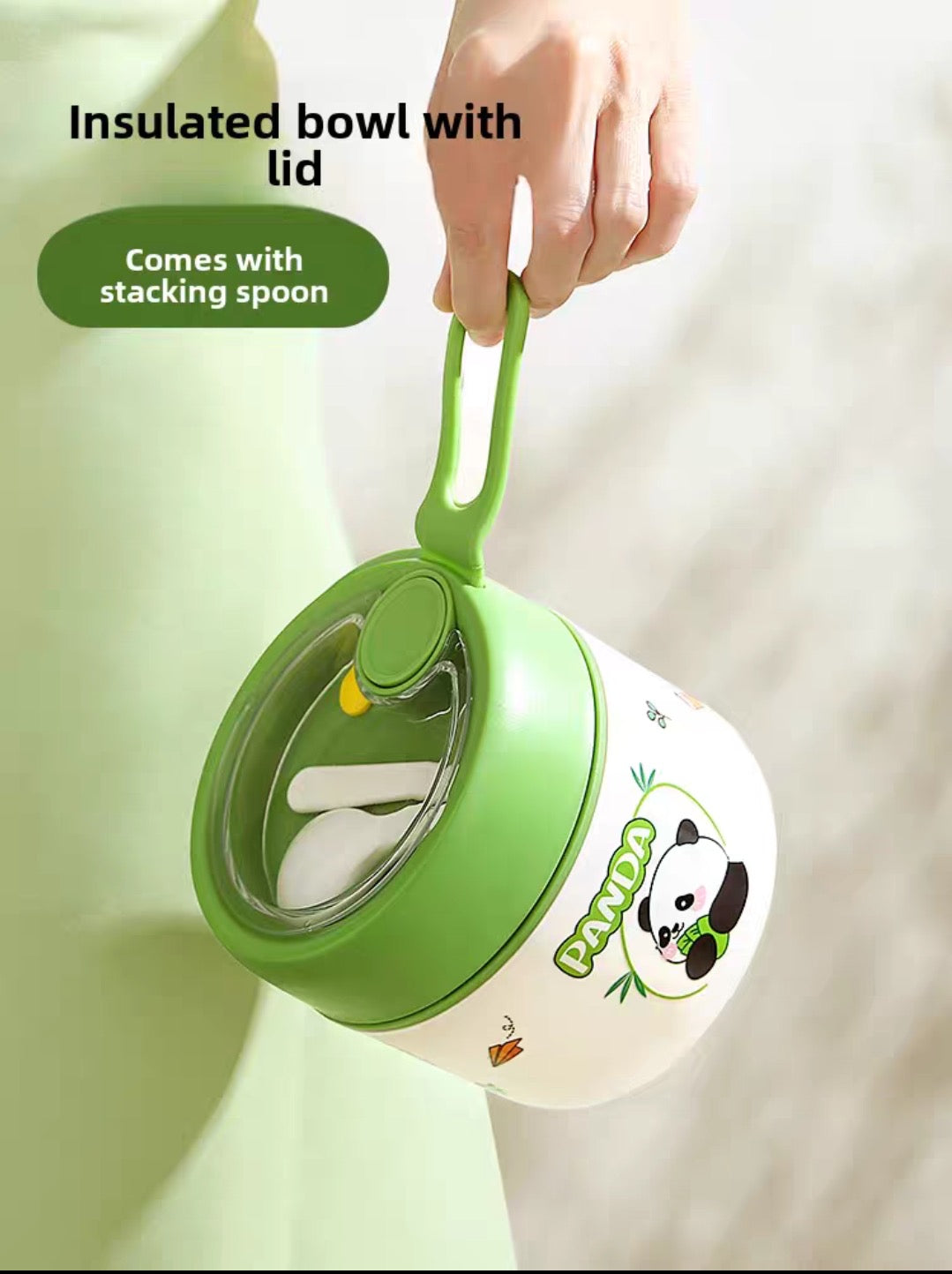 Insulated Panda Lunchbox cum food jar