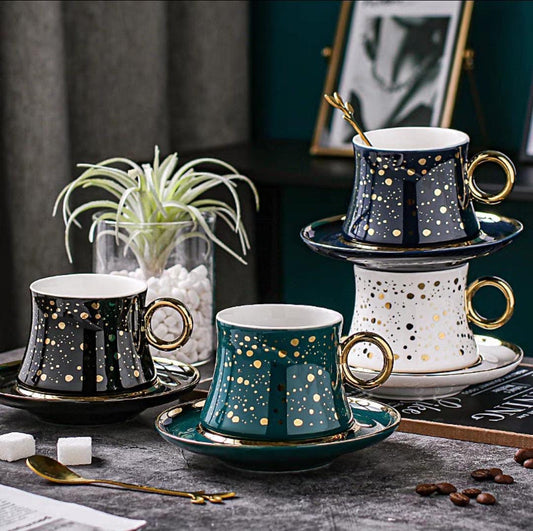 Golden Polka Dot Mug Set