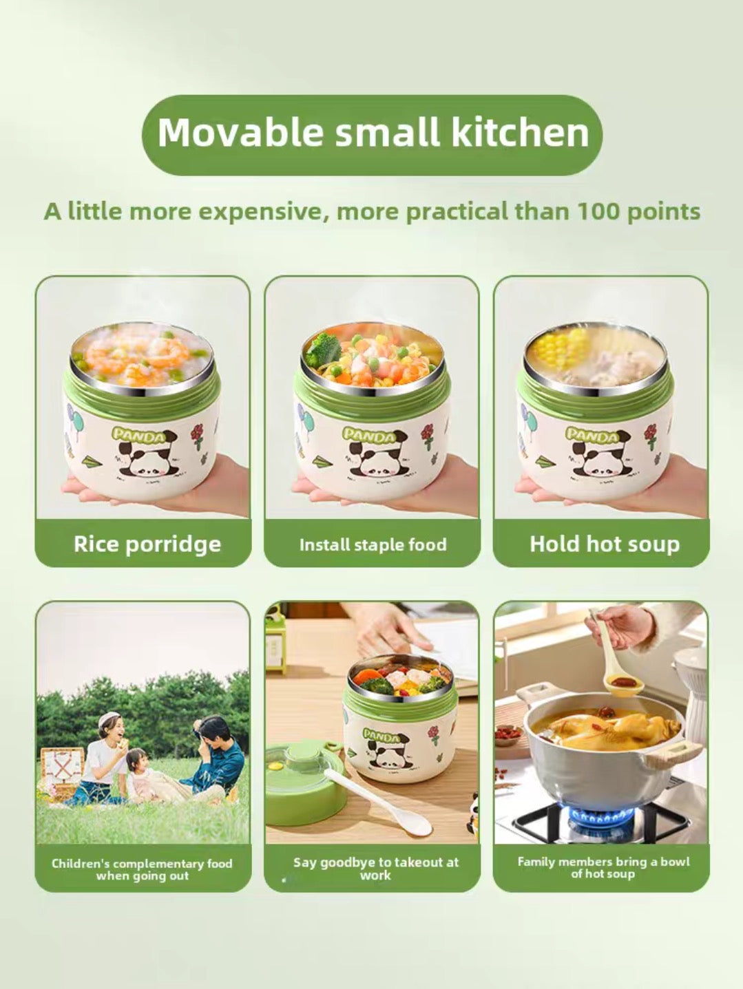 Insulated Panda Lunchbox cum food jar