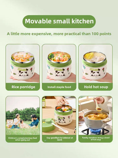 Insulated Panda Lunchbox cum food jar