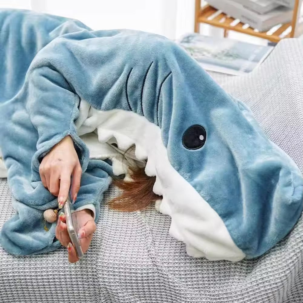 Shark Flannel Hoodie Blanket