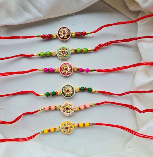 Simple Kundan Rakhi (Pack of 3)