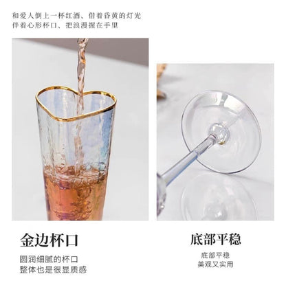 Golden Rimmed Heart Champagne Fluted Glass - 