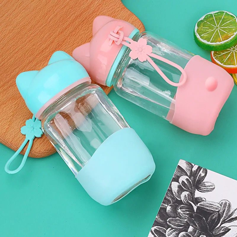 Kawaii Sakura Handle Glass Bottles - 