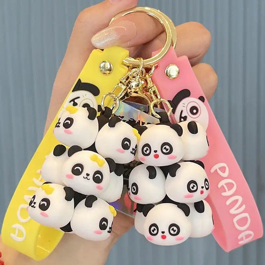 Panda Faces Bunch Keychain - 