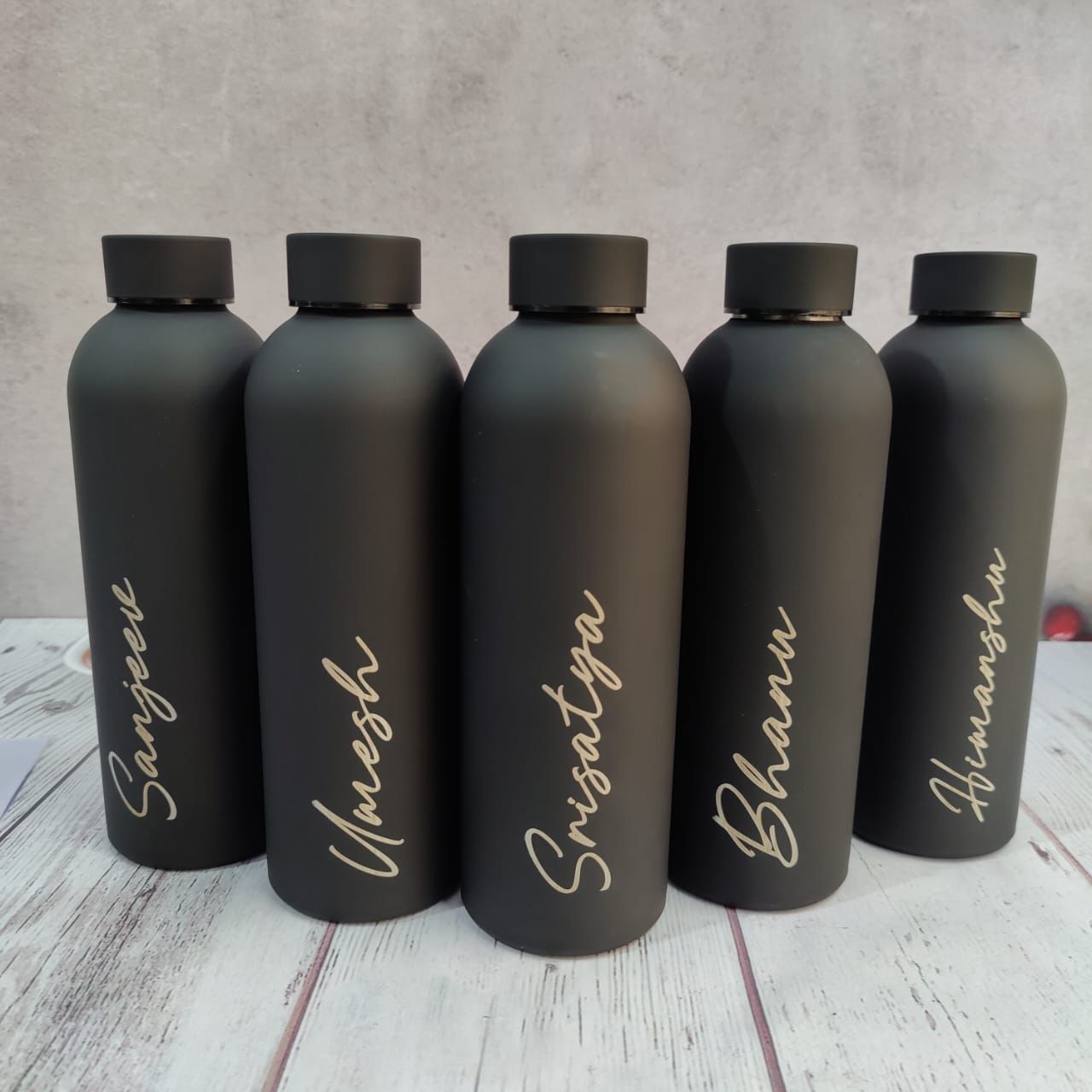 Personalized Black Stainless Steel Matte Finish Insulated Premium Bottle - 