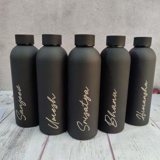 Personalized Black Stainless Steel Matte Finish Insulated Premium Bottle - 