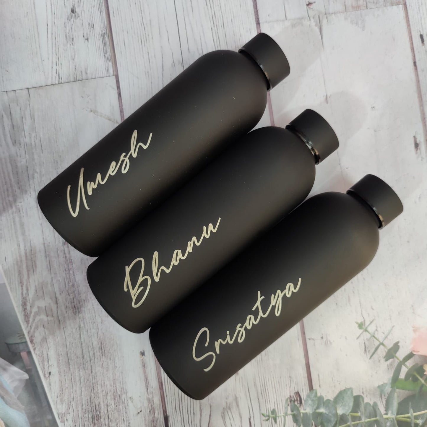 Personalized Black Stainless Steel Matte Finish Insulated Premium Bottle - 